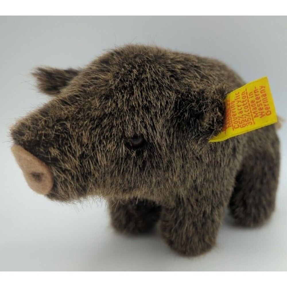 Steiff Wild Boar "Wulle" 1468/10 Made in Germany Ear Button 6"